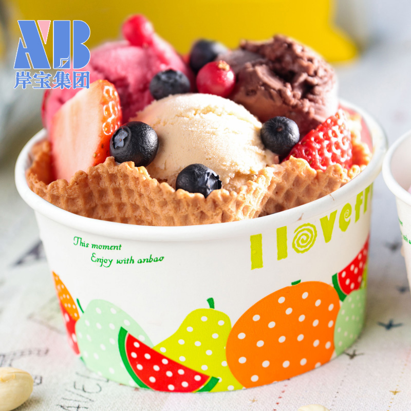 Eco Friendly Customized Frozen Yogurt Ice Cream Cup Paper Bowl With Lid From China Manufacturer Anbao